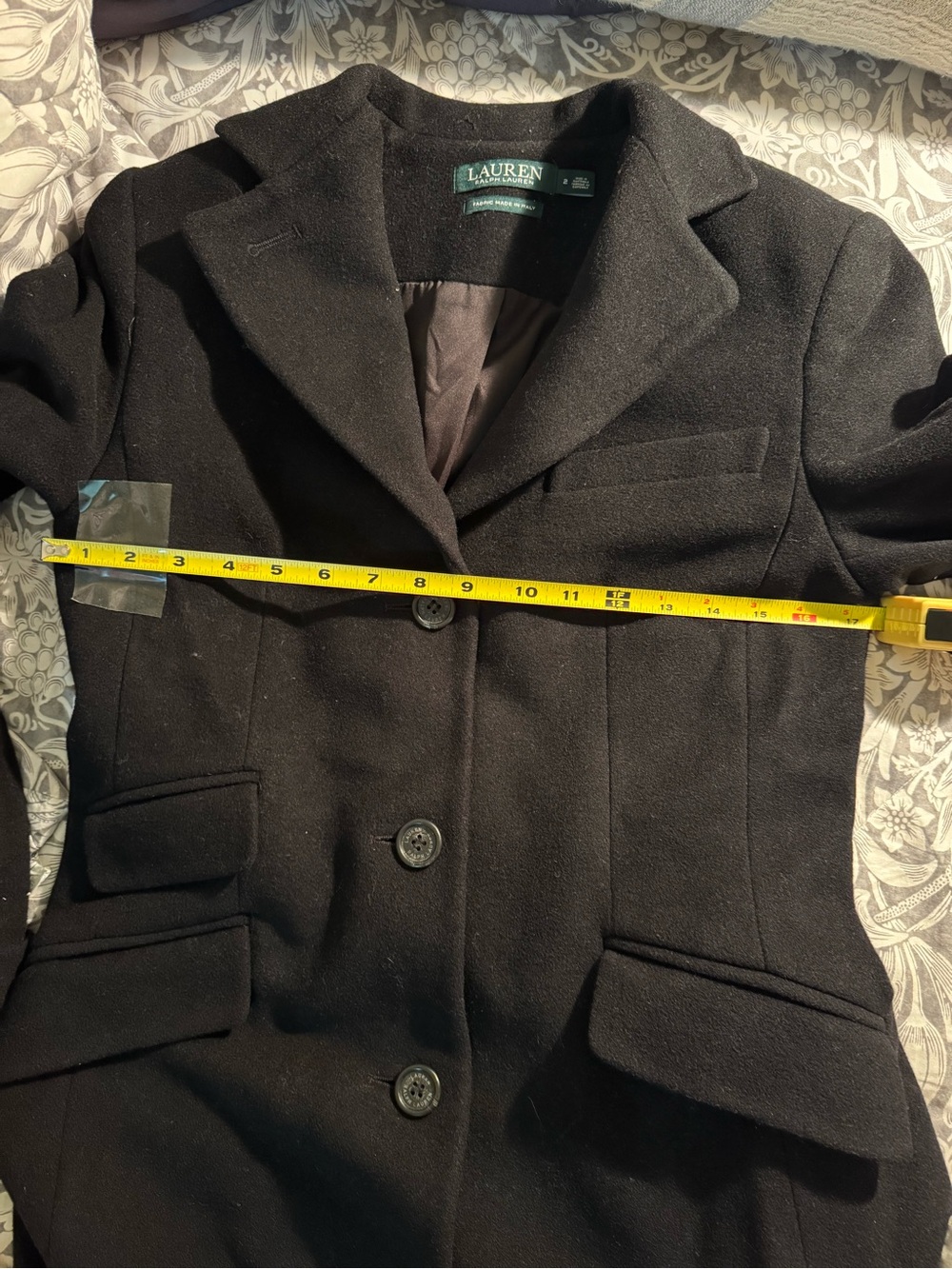 Ralph Lauren Long Black Wool Coat - Picture 4 of 8